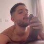 Cute latino dude eating a huge curved black uncut elephant cock