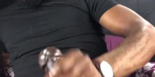 Black daddy wanking his delicious cock on his day off