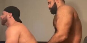 Huge horny bear fucks his muscled neighbor