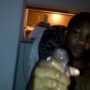 Black sissy dude stroking his best friend oiled cock