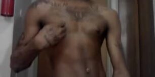 Horny black stud showing his huge tasty cock