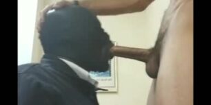 Masked black wanted to try a huge latin cock