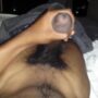 Sexy black guy jerking with a nice cumshot