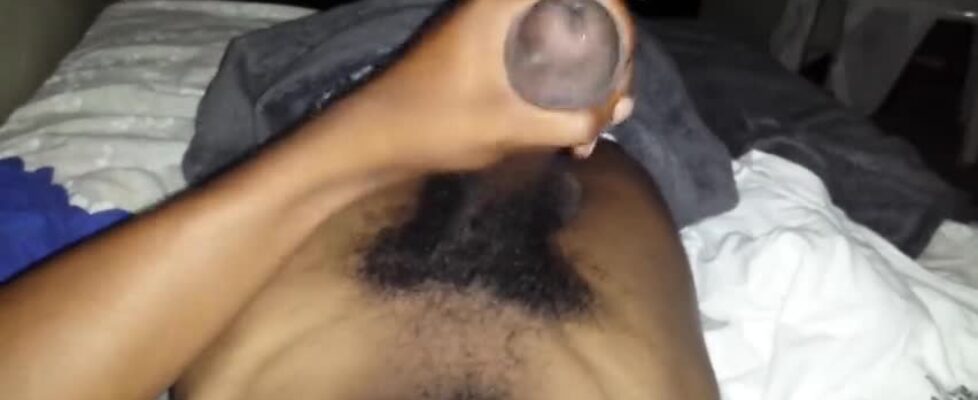 Sexy black guy jerking with a nice cumshot