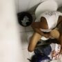 Spy cam homeless jerking off in a public toilet