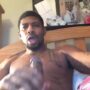 Straight black dude making faces while stroking his cock