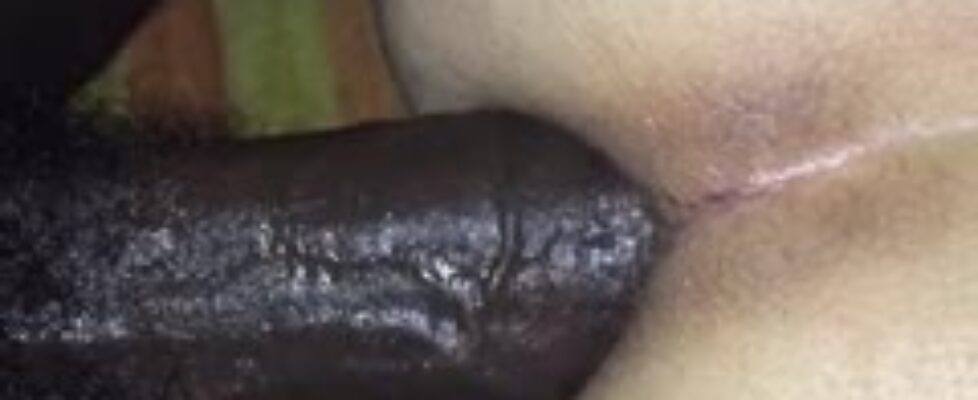 Big black cock opens up white dude raw