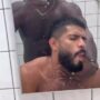 Eating my friend's huge cock in the gym bathroom