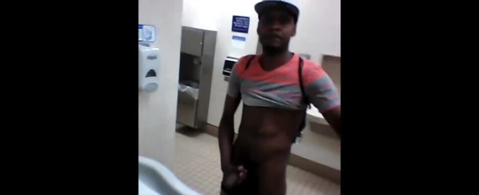 Fucked by the janitor in public restroom