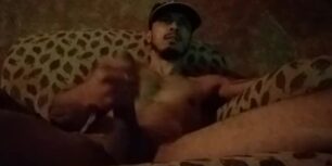 Handsome mexican guy showing his tasty cock on his sofa