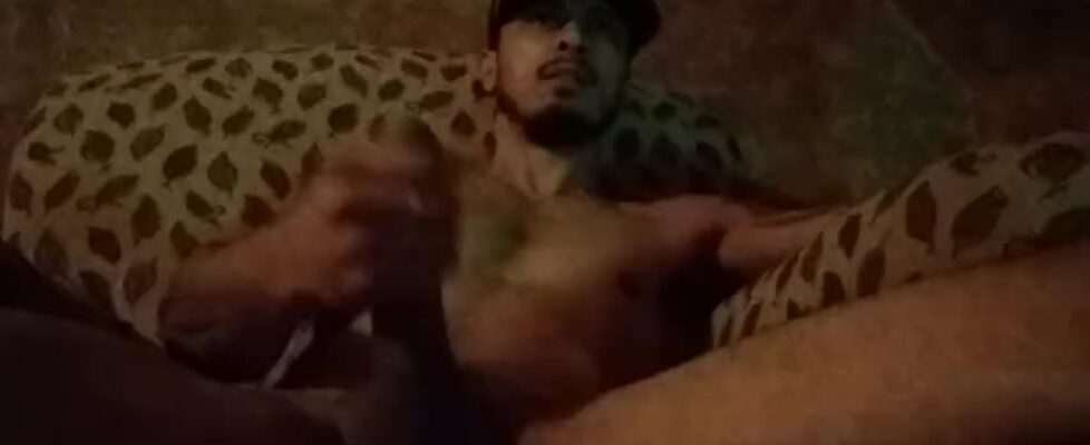 Handsome mexican guy showing his tasty cock on his sofa