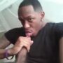 Horny black sucks his own huge meaty cock