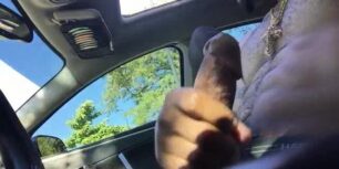 Horny latin guy masturbating in parking lot