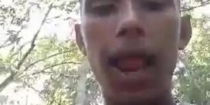 Straight verbal colombian soldier wanking his cock in the jungle