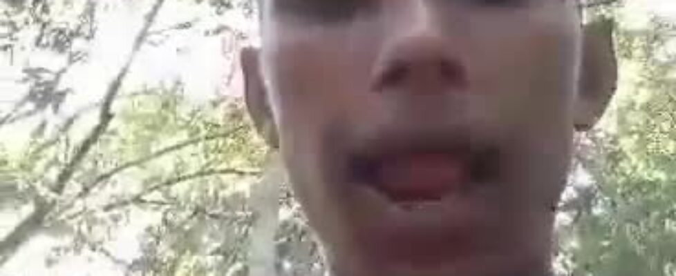 Straight verbal colombian soldier wanking his cock in the jungle