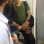 Horny sissy dude sucks a group of men's cocks in the public toilet