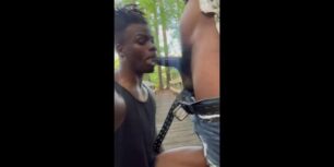 Young horny sissy black dude showing his long monster and getting fucked outdoor