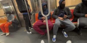 All masturbating at the same time in the subway