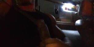 Horny Latino masturbates in his friend's car