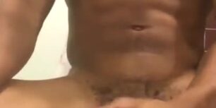 Handsome muscular black dude rubbing his delicious fat cock