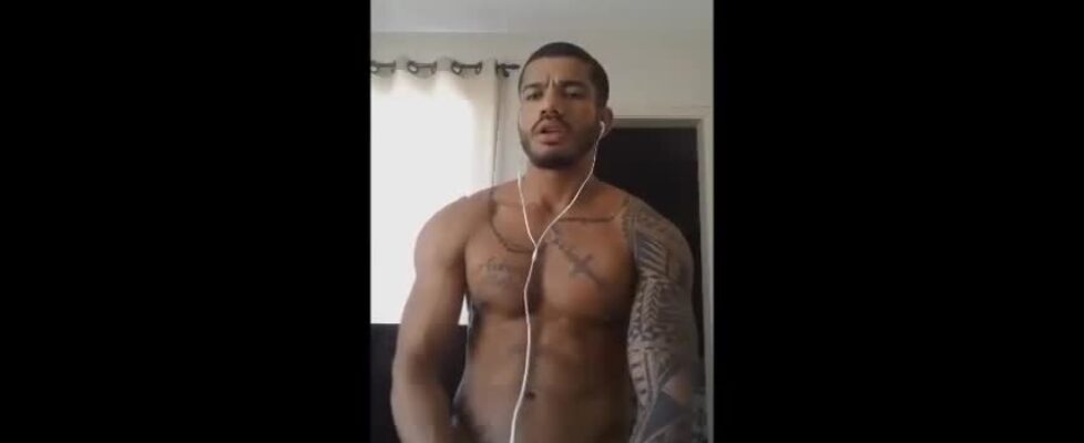 Handsome muscular tatted latino stroking his huge tasty cock