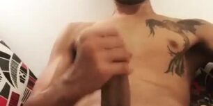 Sexy spanish dude rubbing his huge cock