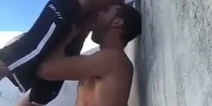 Sucking my sister's boyfriend's cock on the roof