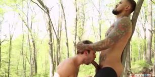 Sexy big cock latino fucking a sissy dude in the woods