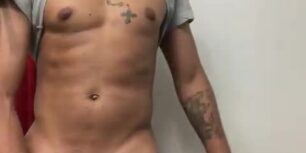 Tattooed latino showing his long uncut cock