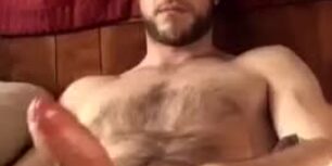 Very sexy married guy jerking off his huge dick and shooting a load