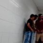 Group of young guys meet in the public bathroom to masturbate