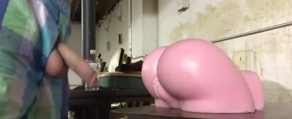 Hairy latin dad fucking a plastic ass toy