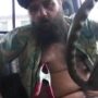 Horny bearded trucker masturbating