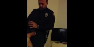 Police guy gives a thief a brutal facial