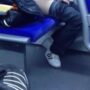 White twink caught jerking off in a bus