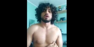 Horny big dick latino masturbating in front of the webcam