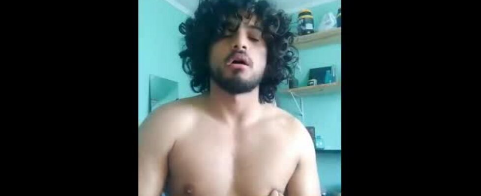 Horny big dick latino masturbating in front of the webcam