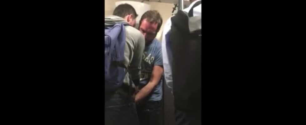 I got horny to see so many men masturbating in a public bathroom