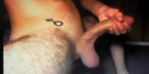 Hairy leg huge cock guy masturbating