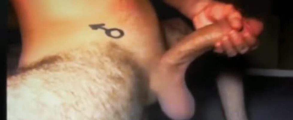 Hairy leg huge cock guy masturbating