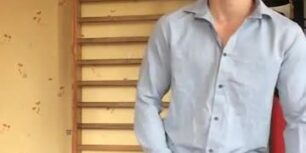 Handsome young dude having fun solo