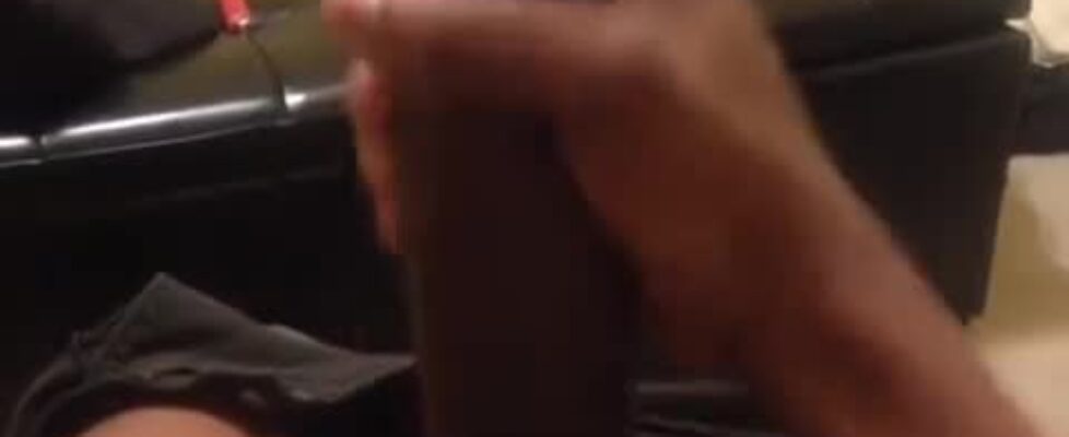 Tasty young black cock shooting a small load
