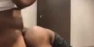 Muscle butt black daddy fucking a sexy guy in a public toilet