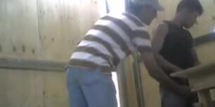 Workers having sex on the construction site