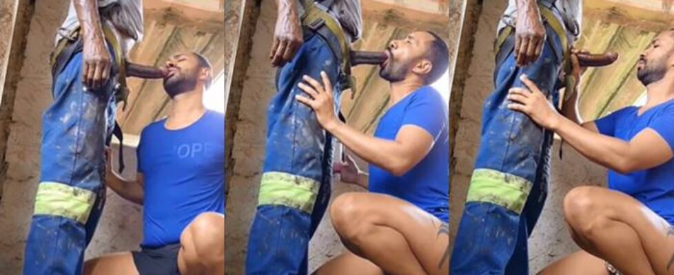 Blowing the construction worker before he fucks me