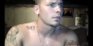 Cute stud masturbates while making a video call