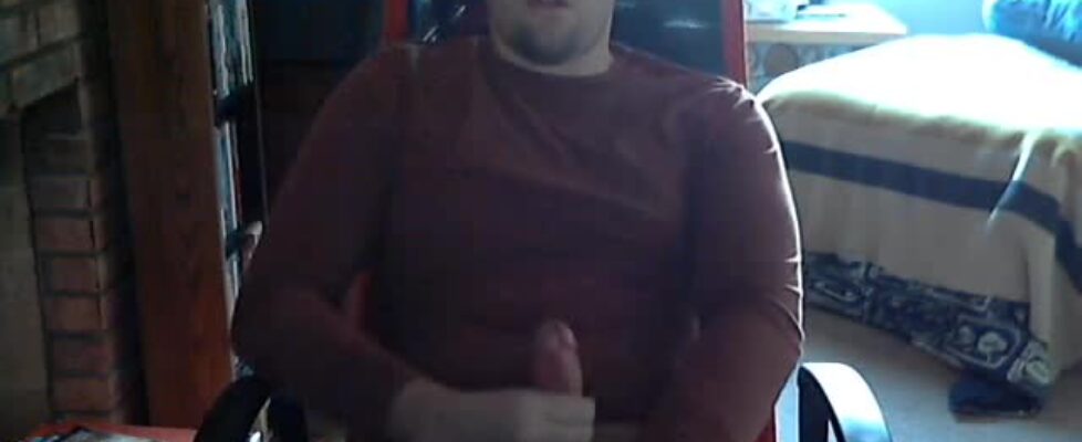 Cute young latino showing his cock in front of the computer