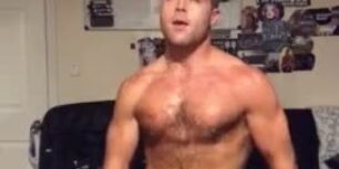 Cute dude stroking his cock in front of a webcam