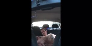 Horny young stud getting fucked in my backseat