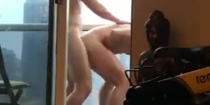 Fucking a tasty ass on the balcony